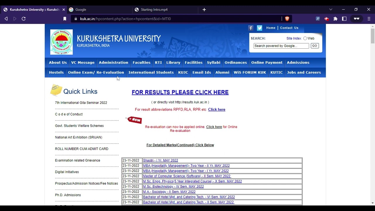 KUK 4th Sem Result 2022 (Out) - Check Your Kurukshetra University Results