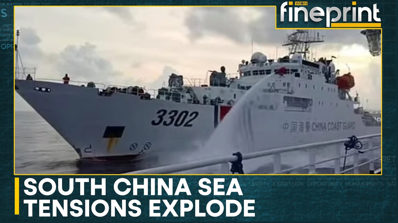 South China Sea Clash: Chinese Coast Guard Blasts Philippine Ship With Water Cannons | WION