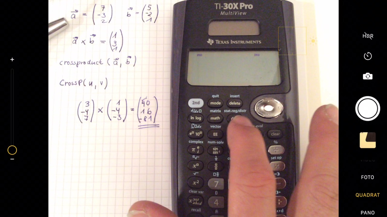 Vektorprodukt und Taschenrechner TI-30X Pro