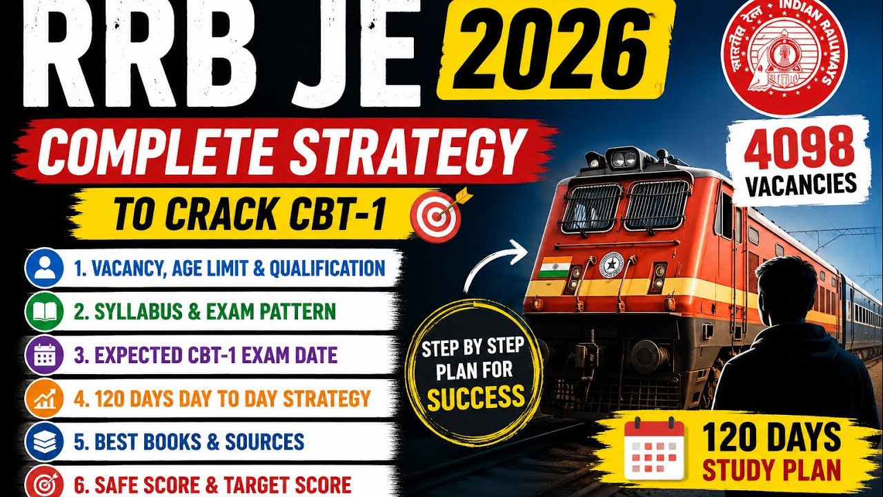 RRB JE 2026 Complete Roadmap 🔥 | 120 Days Study Plan | CBT-1 Strategy | Syllabus | Books |Safe Score