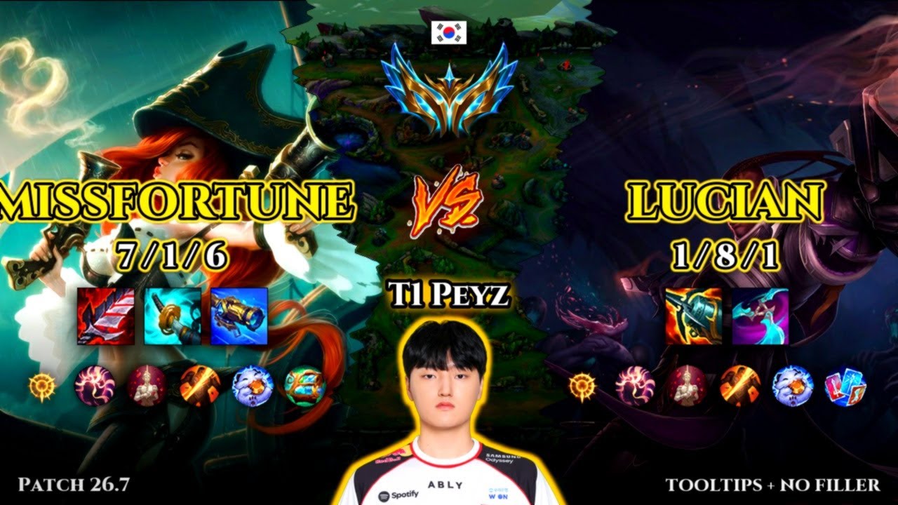 T1 Peyz | M Fortune ADC vs Lucian | Patch 26.7 | 2026-04-07 | KR CHALLENGER