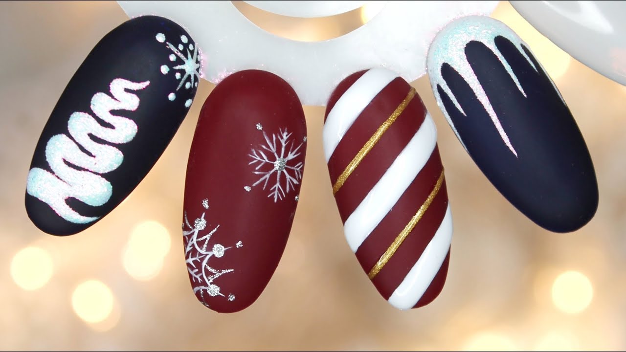 4 EASY WINTER NAIL IDEAS | NAIL ART | 4 łatwe świąteczne pomysły na paznokcie