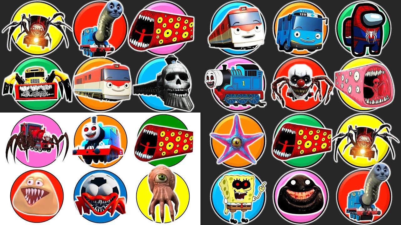 Spin Wheel Monster Scary Moon, Pou, Monster Helicopter, Train Eater, Thomas Lipan, Kereta Hantu