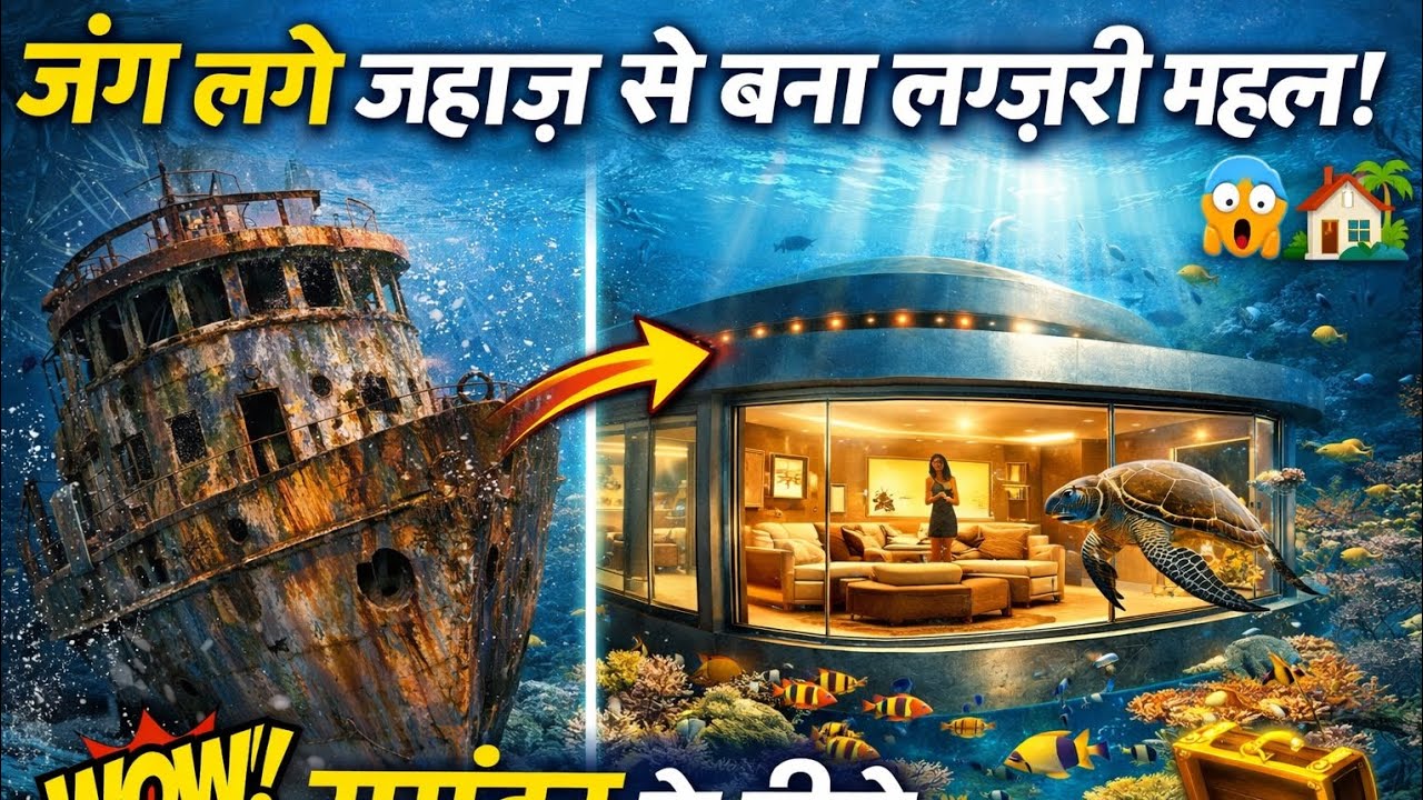 डूबे हुए जहाज़ से अंडरवॉटर हाउस 😲⚓ Luxury Life Under the Sea 🐠🏡#UnderwaterHouse 🌊#SeaLifeHome 🐠