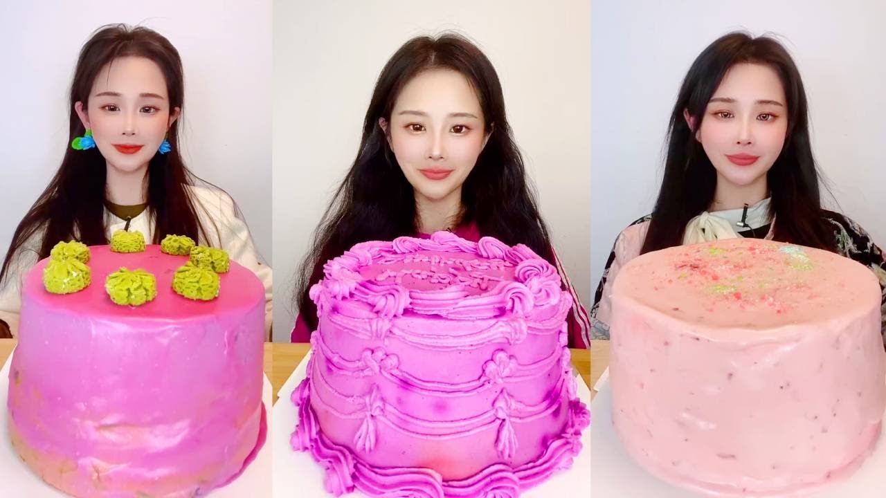 Asmr🍰Eating Dragon Fruit Cream Cake🍰 (Soft And Waxy Sound) 크림丨먹방丨Mukbang丨Satisfying丨Eatings