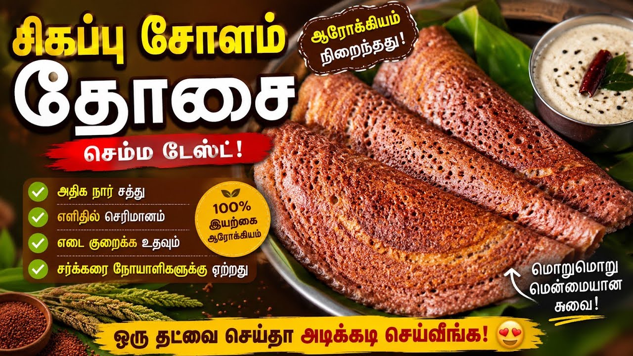 சோளம் தோசை 😋 | Healthy & Crispy Jowar Dosa | Tamil Samayal