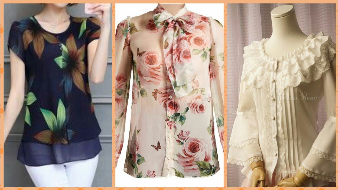 Latest stylish chiffon fabric plane shiffon blouse and top designs and Ideas for girls 2019