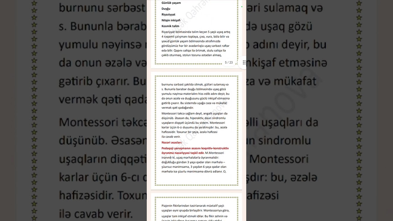 Mövzu 13.Məktəbəqədər təhsil modelləri.(M.Montessori,R.Emiliya,Valdorf)📌Əlaqə/077-549-66-15