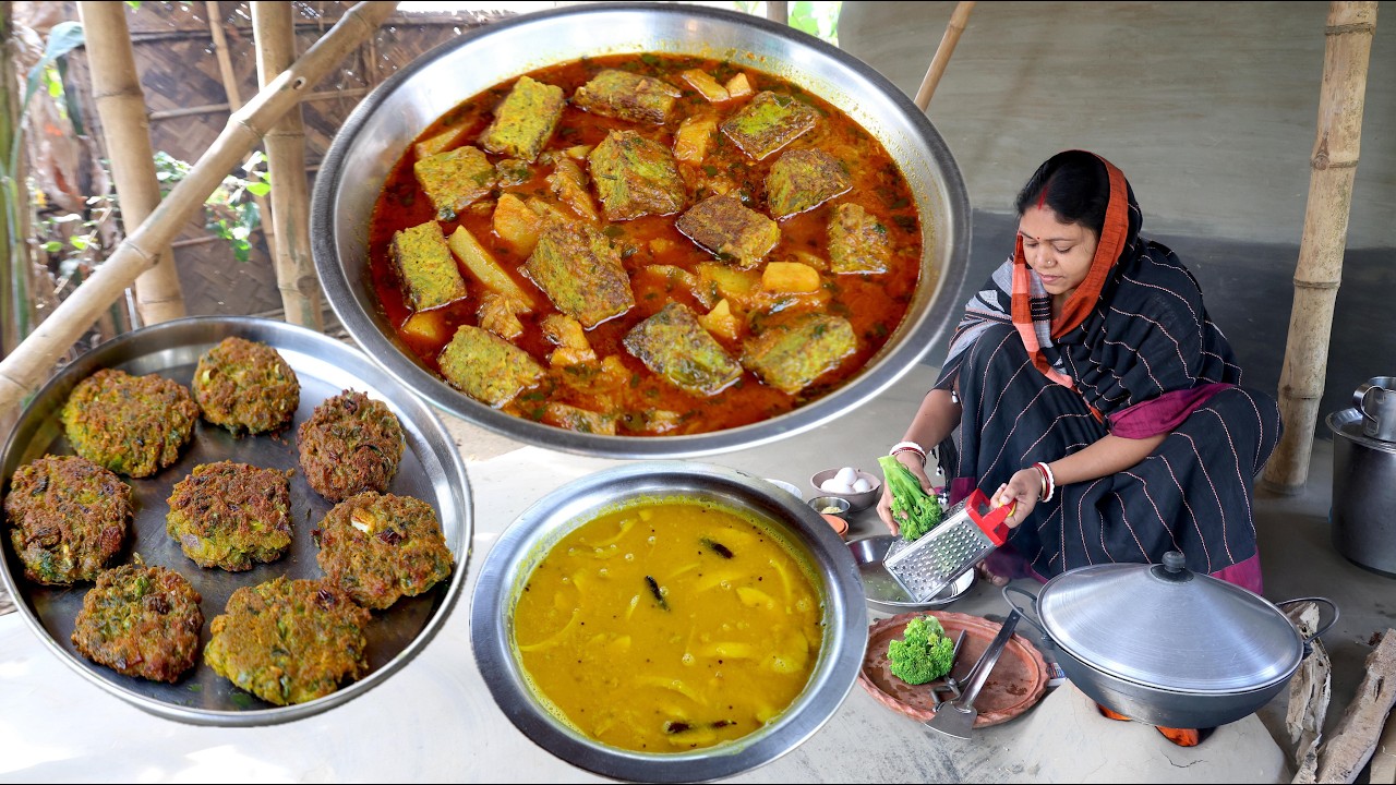 মা ঠাকুমাকে মনের মতো তিনটি রান্না - Dim brokoli bhapa, motorsutir bora, Chaltar die toker dal