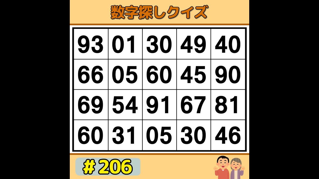 【シニアの脳トレ】 70代以上の80%が解けない！集中力・観察力を試す脳トレ！解けたら天才！《数字探し|高齢者向け|記憶力|認知症予防》 #206