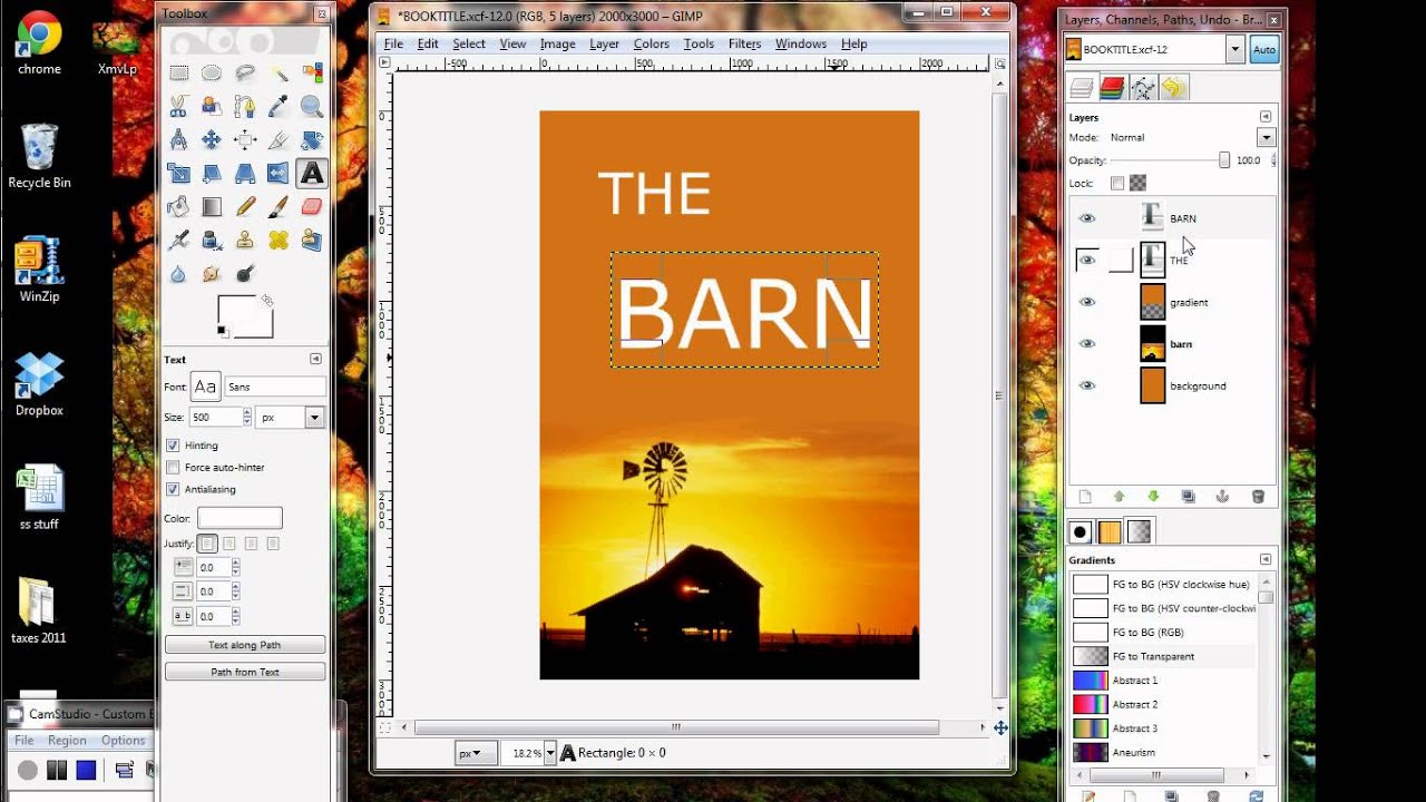 GIMP Tutorial_Making an eBook Cover 3-Text and Flattening.avi