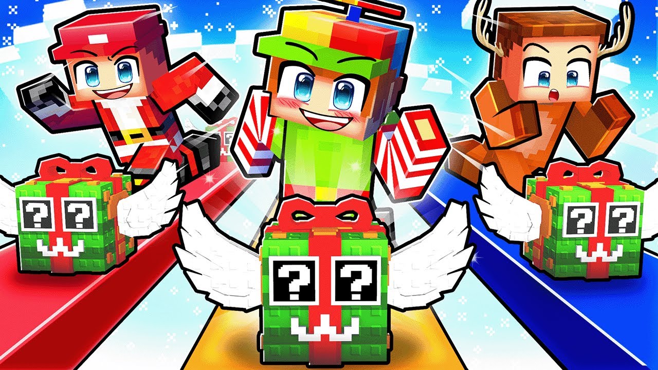 Играем в РОЖДЕСТВЕНСКУЮ ГОНКУ ЛАКИ БЛОКОВ в Minecraft!