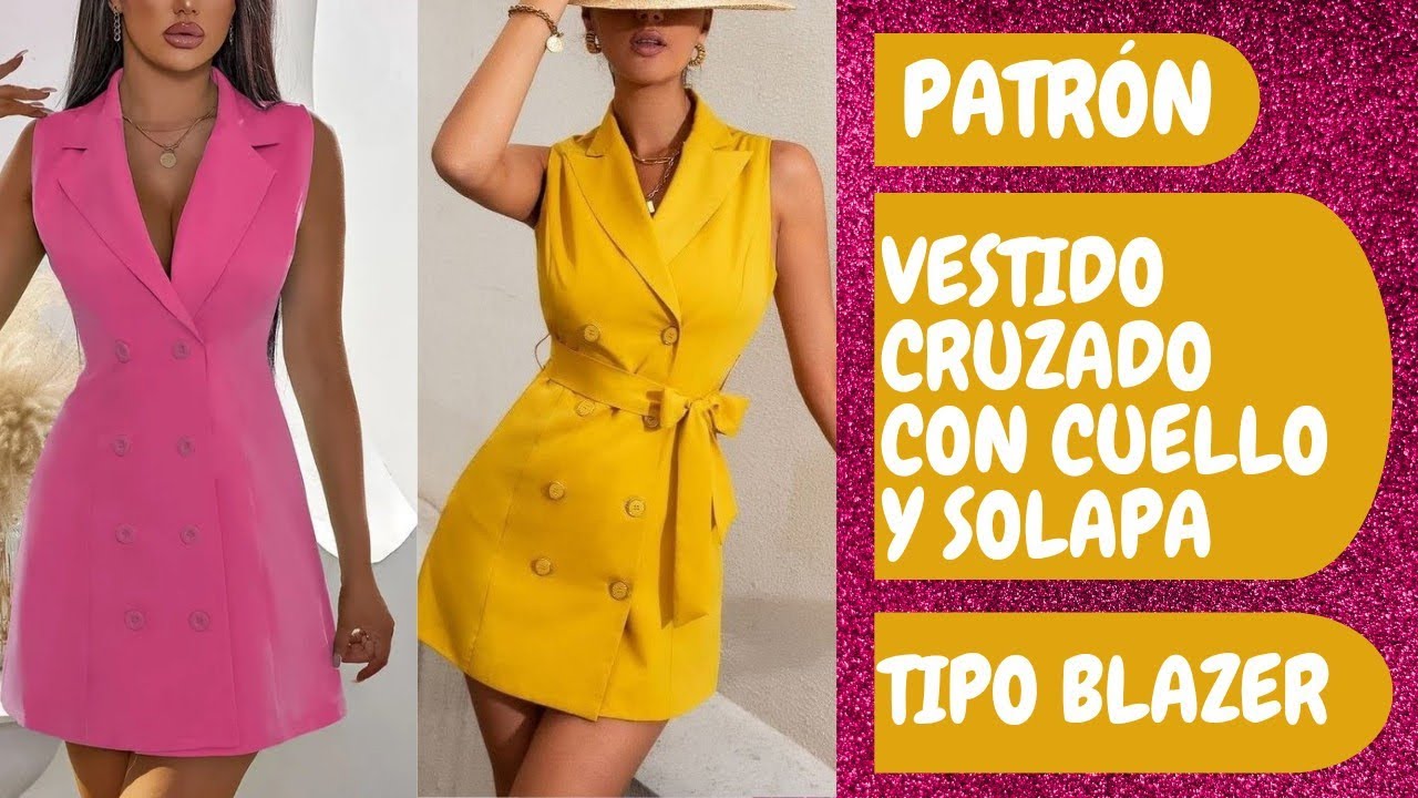 🩷 #6 PATRÓN VESTIDO CRUZADO TIPO BLAZER CON CUELLO Y SOLAPA. / paso a paso.