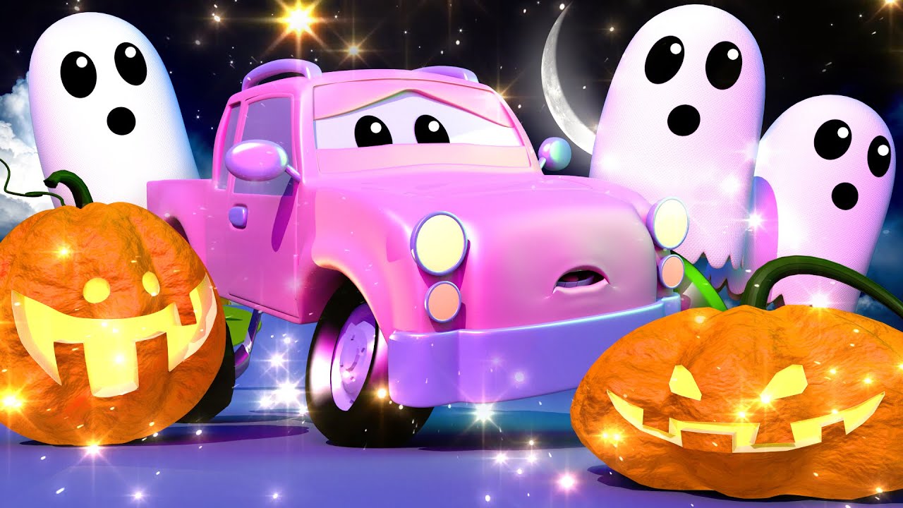 Halloween - De kleintjes Praten met en SPOOK! - Kleintjes in Autostad - Cartoon voor kinderen