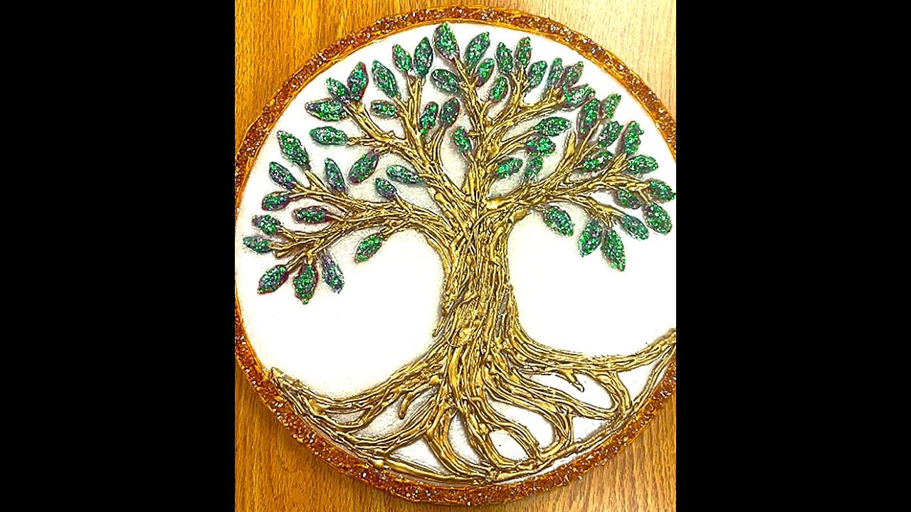Mixed Media Art - Golden Tree of Life #mixedmediaart #treeoflife #resinart
