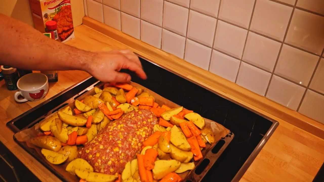 Hackbraten mit Ofen Gemüse. Rezept Vorschlag leicht und super lecker!