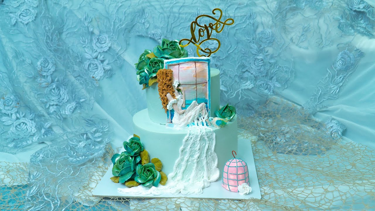 Wonderful painting cake the girl next to the window | Bánh vẽ nghệ thuật cô gái bên khung cửa sổ