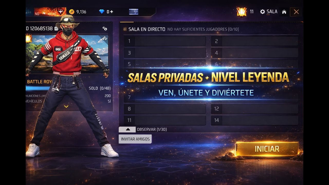 FREE FIRE EN VIVO/SALA X PASE / REGION EE.UU"