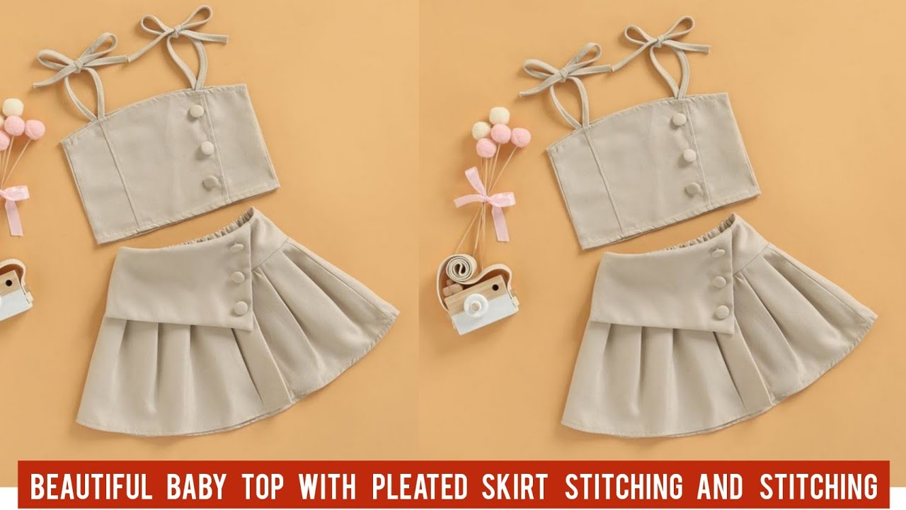 Beautiful Baby Top With Pleated Skirt Cutting and Stitching/4-5 Year Baby Dress Design