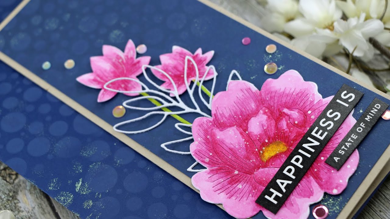 Watercolored Diecut Slimline Card with Matching Envelope