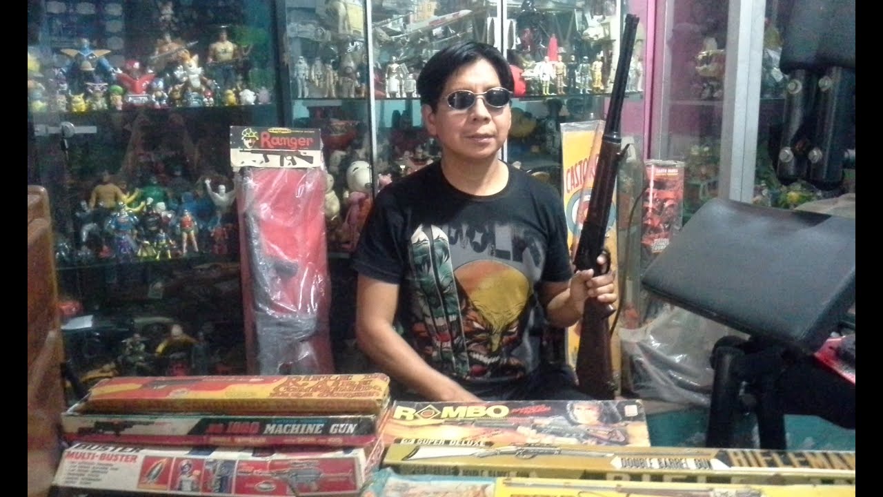 JUGUETES ANTIGUOS RIFLES Y METRALLETAS DE CHISPA RAMBO DE PERÚ COLOMBIA ITALIA Y JAPON