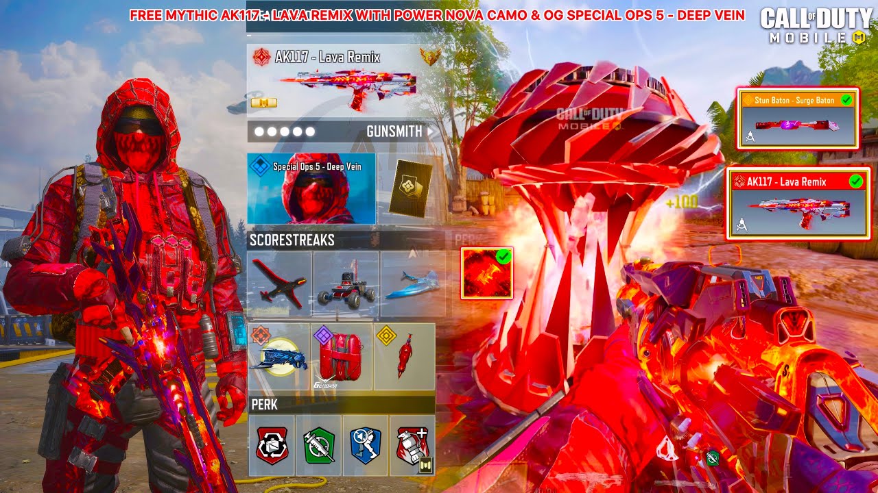 FREE MYTHIC AK117 - LAVA REMIX LOOKS AMAZING WITH SPECIAL OPS 5 - DEEP VEIN TO DEMOLISH ALL IN CODM🌋