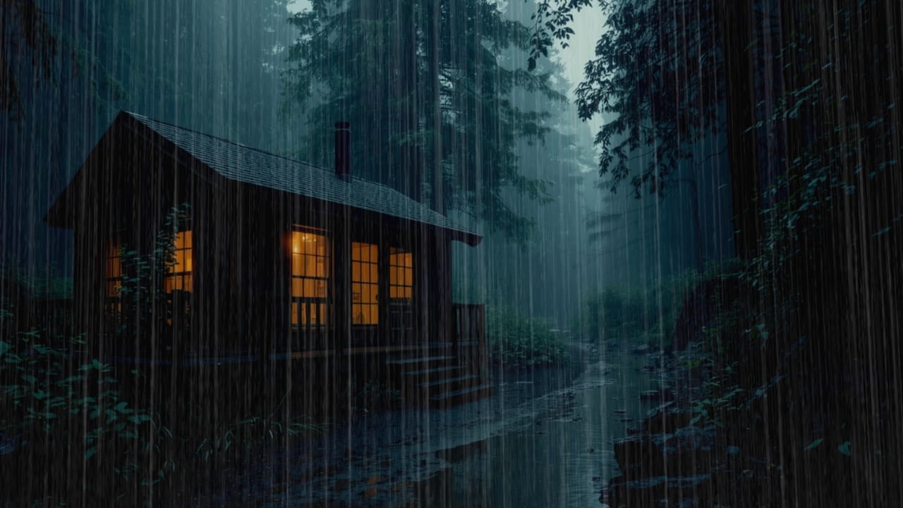 🔴 Heavy Rain at a Forest Cabin 🌧️ Cozy Night Rain Sounds for Sleep, Relaxation & Anxiety Relief