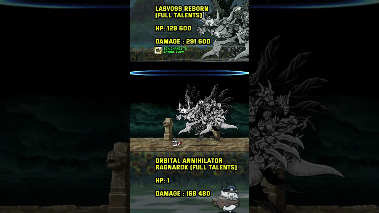 The Battle Cats : Lasvoss vs Mighty Rekon Korps lv50 