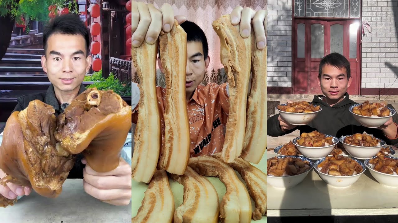 Yummy #97: Eat roll belly braised pork belly 😋😋 #mukbang #food #porkbelly #eatingshow 