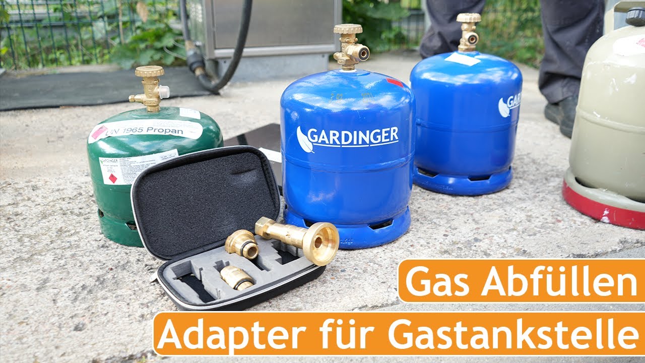 Gasflasche selbst befüllen an Gastankstelle | Wiederbefüllbare Propanflaschen im Ausland füllen