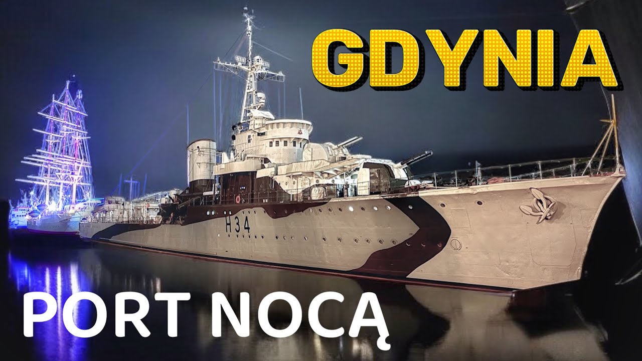 Gdynia Port Nocą 🥶 Luty 2025: Błyskawica, Dar Pomorza i inne okręty!