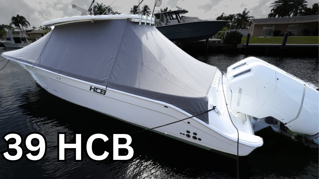 PROTECTING $800,000+ CENTER CONSOLE! 39 HCB Full Boat Cover