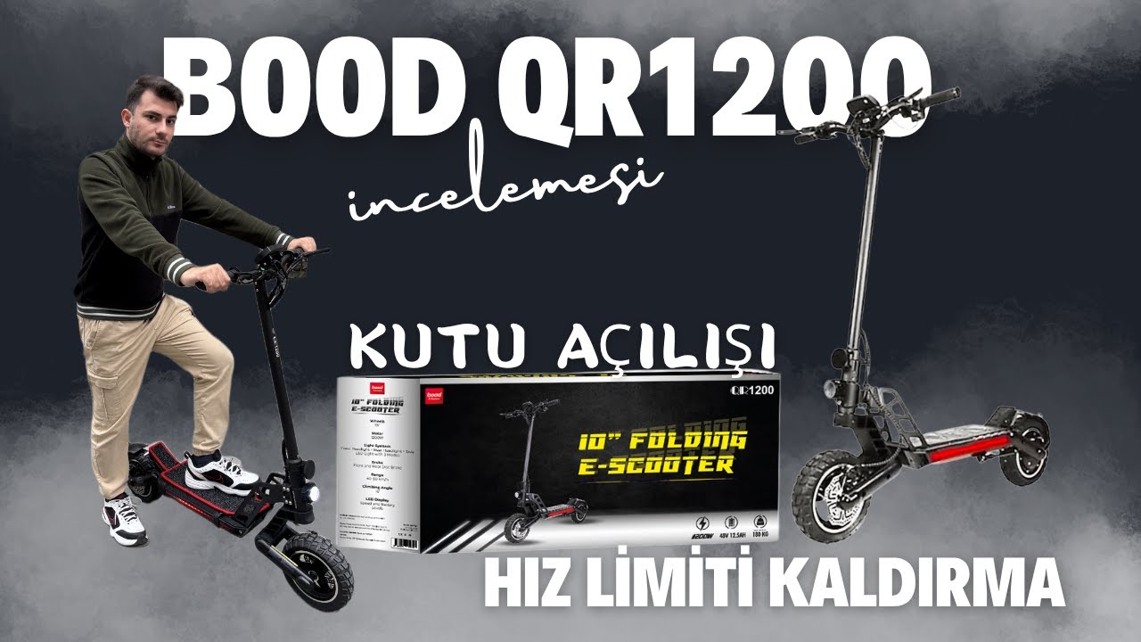 BOOD QR1200 ELEKTRİKLİ KİCKSCOOTER KUTU AÇILIMI VE İNCEMELESİ (HIZ LİMİTİ KALDIRMA VE M AYARLARI)