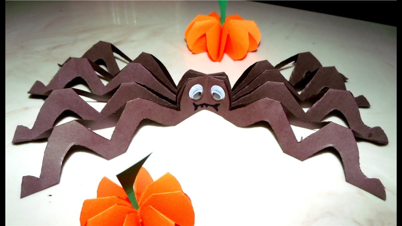 How to make a paper spider decoration for Halloween, fold and cut