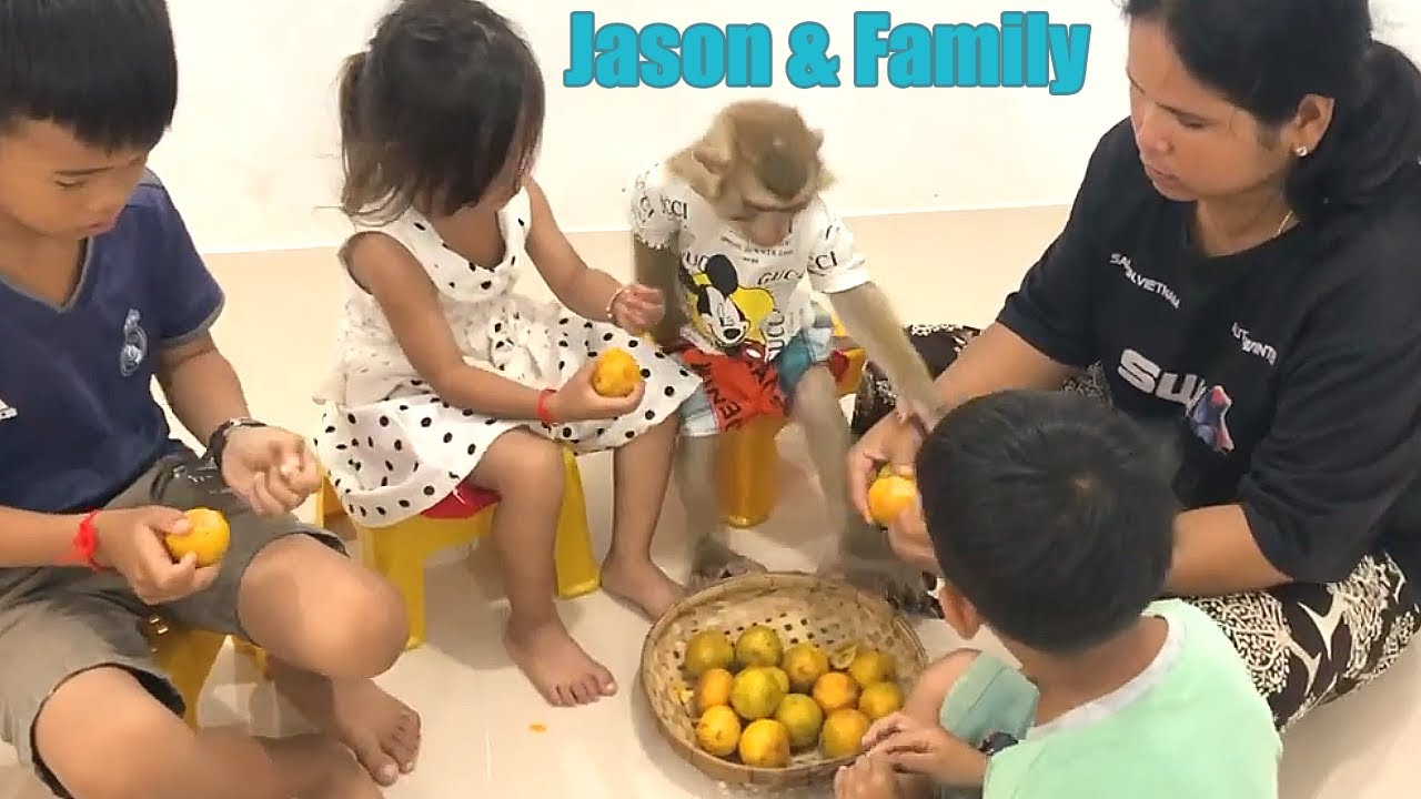 A Realistic Day In Jason Family, Smart Little Jason Anxiously Peel Oranges
