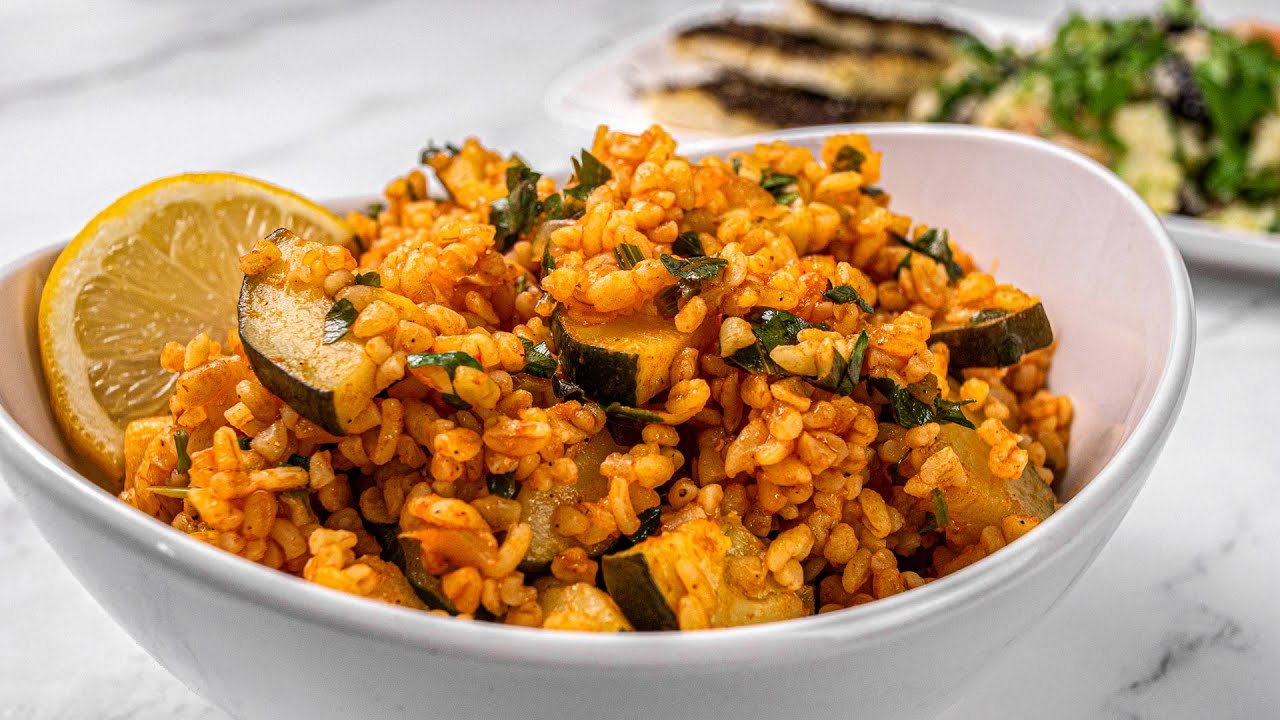 Middle Eastern Bulgur Wheat with Zucchini - Easy Vegan Recipe