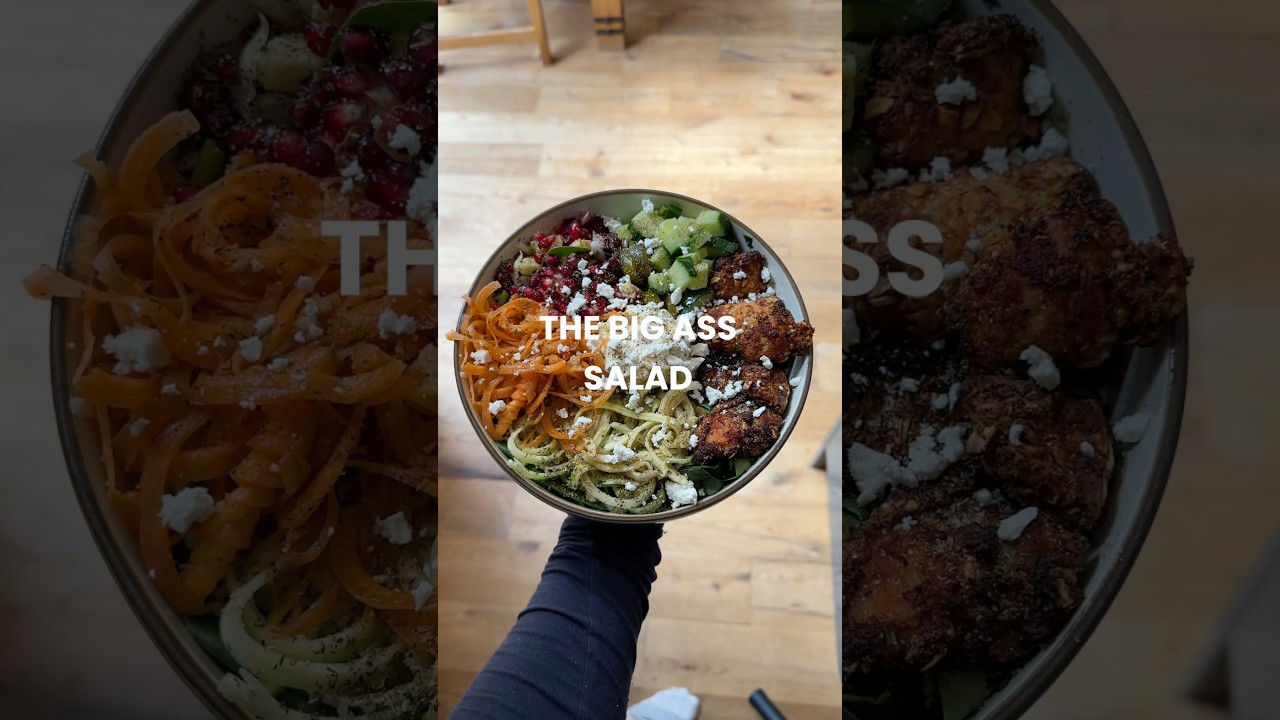 THE BIG SALAD BOWL 💕✨🥹 low calorie high protein!! #highprotein #lowcalorierecipes #saladrecipe