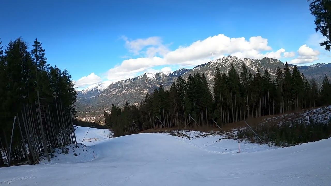 Skiing at Garmisch-Classic Slope 5b Black (start with 9blue and end at 4red)
