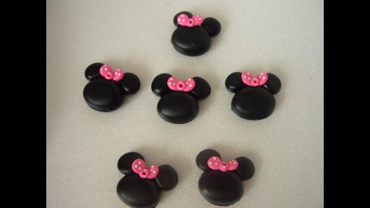 Apliques de Minnie Mouse en Porcelanicron /Silueta de Minnie Mouse en Masa Flexible