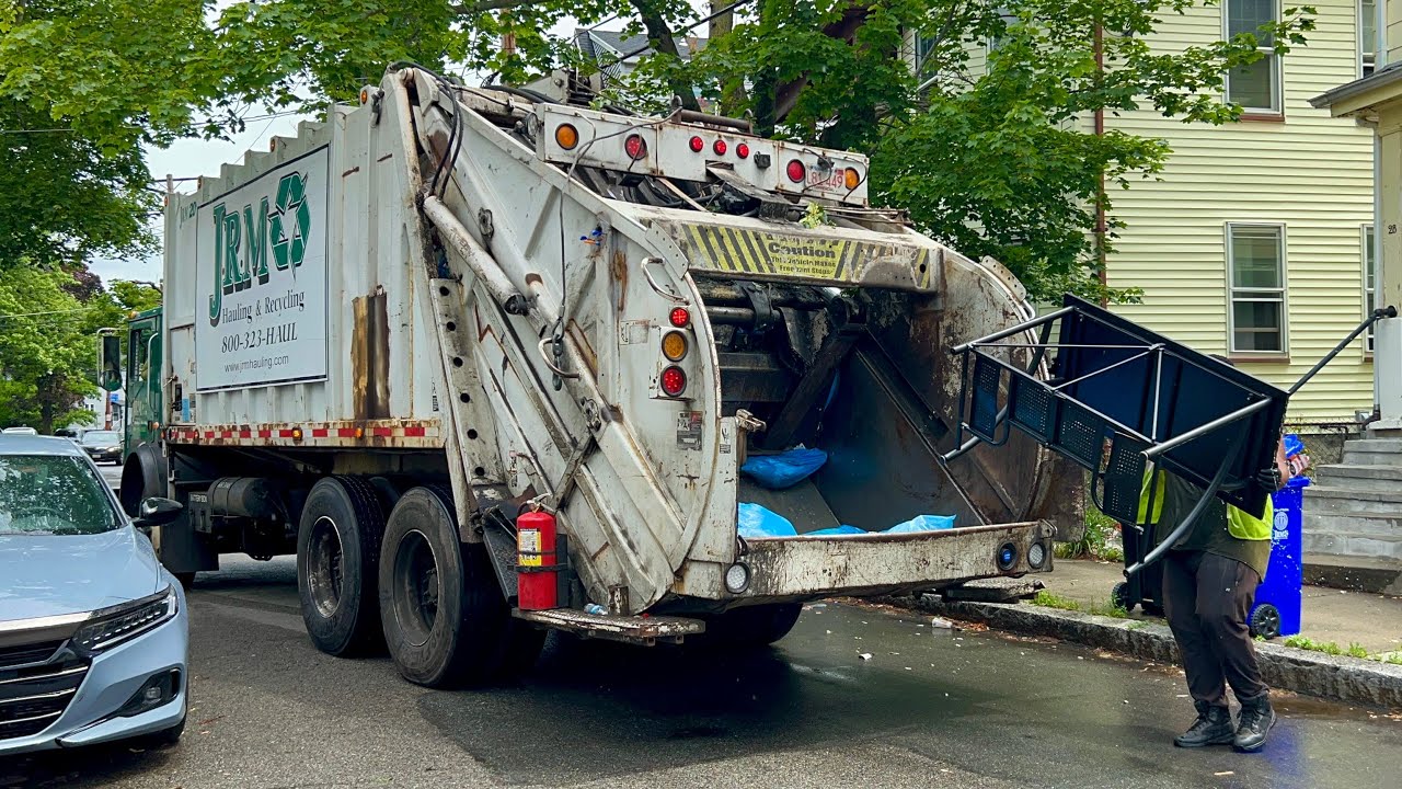 Old School JRM Garbage Truck Packing Saturday Trash