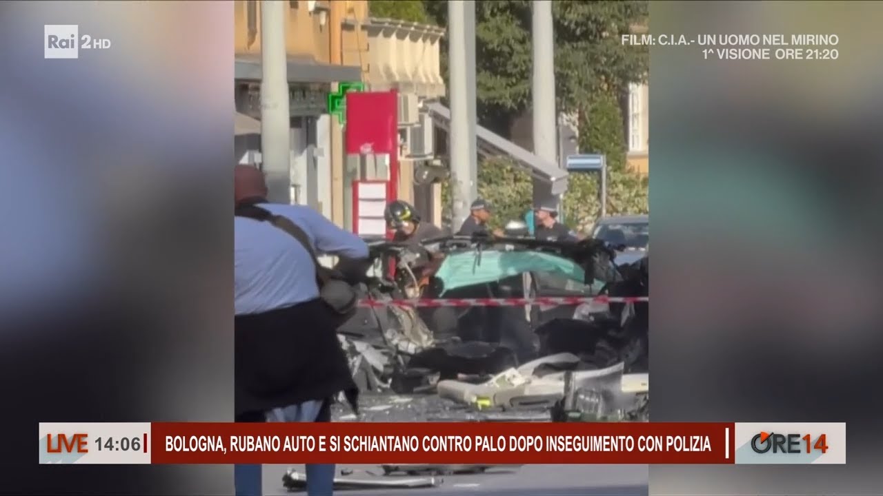 Bologna, rubano auto e si schiantano contro palo dopo un inseguimento - Ore 14 del 12/09/2025