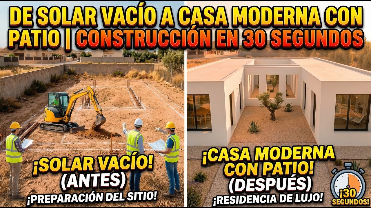 De Terreno Vac&iacute;o a Casa Moderna con Patio Interior | Construcci&oacute;n en 30 Segundos