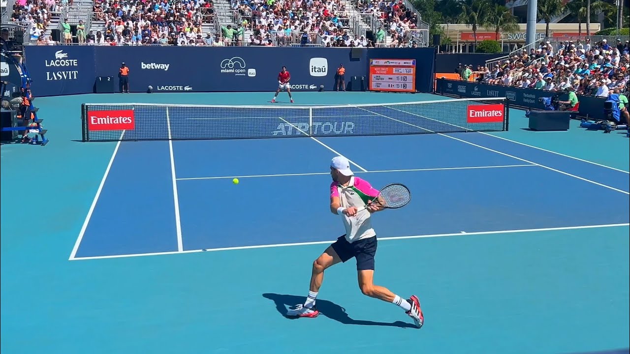Dimitrov vs Cina Miami 2025 Court Level View [4K 60FPS]