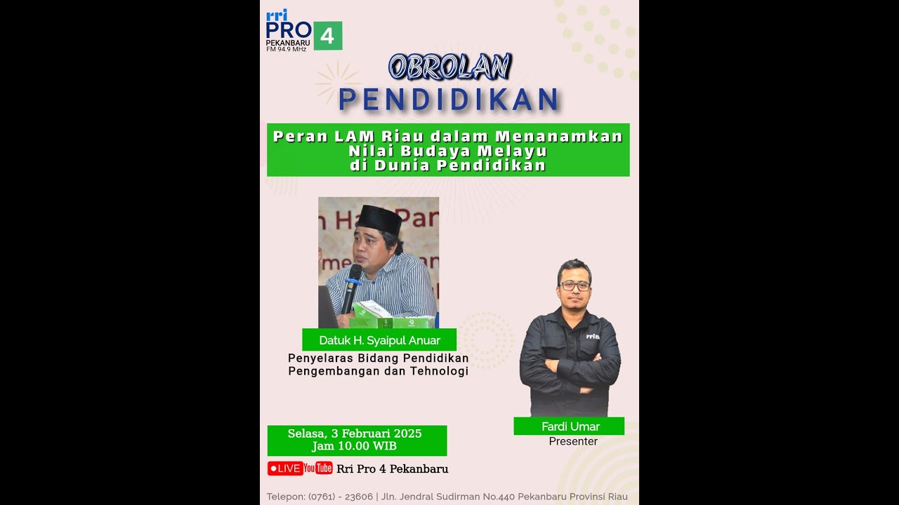 OBROLAN PENDIDIKAN PRO 4 PEKANBARU EDISI SELASA 3 FEBRUARI 2026