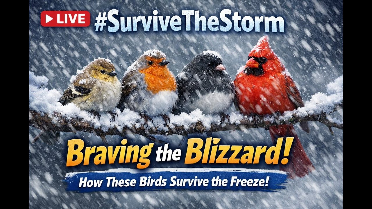 Save WildLife is live! Snowstorm LIVE Cam: Tiny Birds, Big Survival!#BirdWatching#WildlifeLive