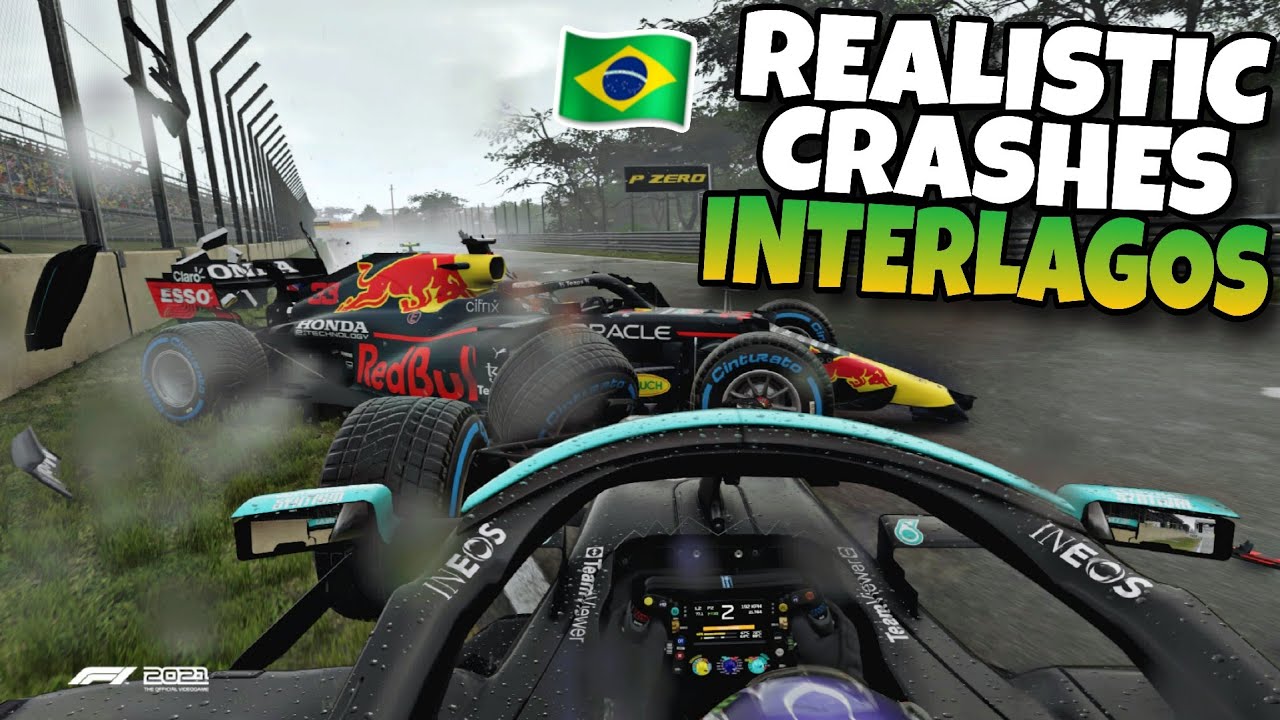 F1 REALISTIC CRASHES BRAZILIAN GP!