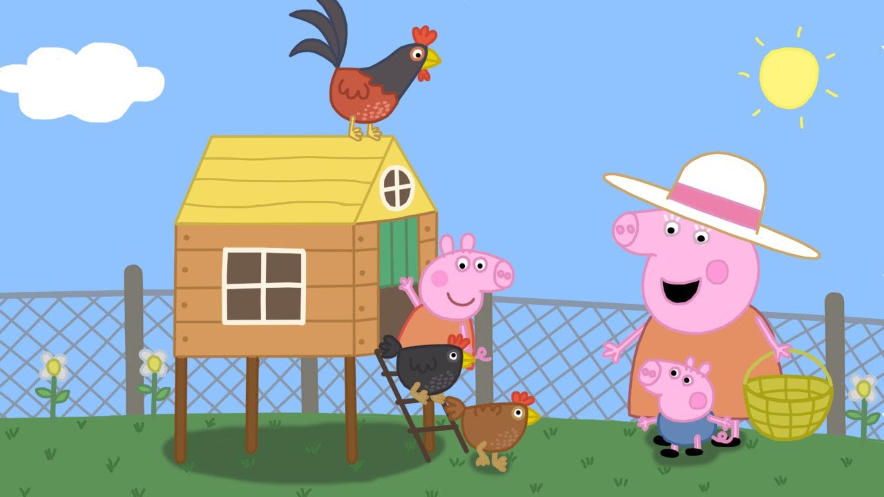 Peppa Pig visit the chicken coop - Peppa pig fanmade coloring story