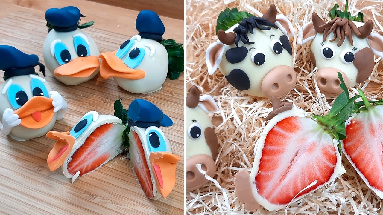 6 SUPER CUTE Chocolate Covered Strawberry Animals Step By Step