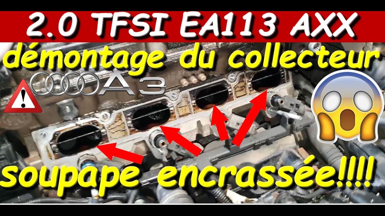 💪AUDI A3 2.0 TFSI DEMONTER COLLECTEUR ADMISSION POUR NETTOYAGE SOUPAPE👍 OU CHANGE INJECTEUR EA113 ✅