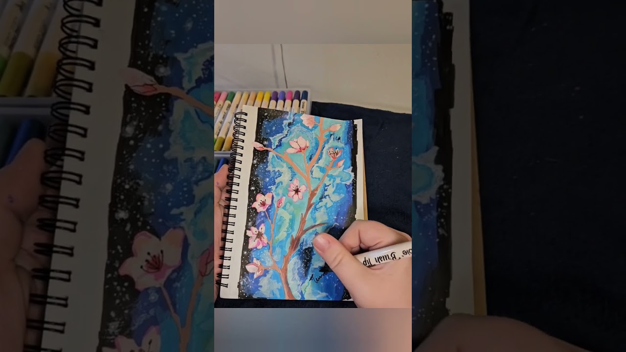 Blossom 🌸 flowers in a galaxy 🌌✨️ #art #space #flowers